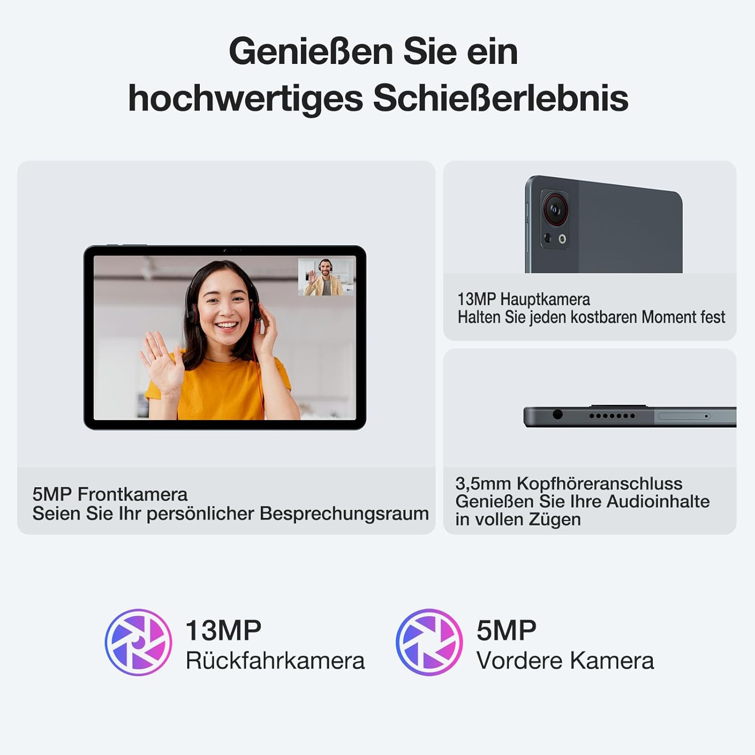 DOOGEE T30SE Tablet Android 14, 9(4+5) GB RAM +128GB ROM (2TB TF) Tablets, 2.4K IPS Großes Display Gaming Tablet 11 Zoll, 8580mAh Akku, Dual 4G LTE 5G WiFi, 13MP+5MP Kamera, Octa-Core, OTG – Bild 7