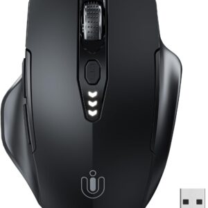 kabellose Maus, [Verbessert] Mit visueller Batterieanzeige, 2.4G USB Ergonomische Maus kabellos, 4 einstellbare DPI-Stufen,PC Mouse für Büro- oder Gaming,Mattschwarz