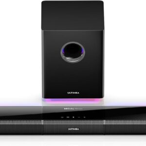 5.1ch Soundbar mit Dolby Atmos, Soundbar mit RGB Licht für Heimkino, 3D Surround Sound System mit App Steuerung, Sound Bar mit Subwoofer, verstellbarem EQ, Bluetooth 5.3, HDMI eARC, Apollo S80