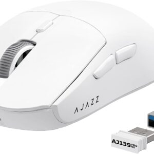 ATTACK SHARK AJAZZ AJ139PRO Kabellose Gaming-Maus, Ultraleicht (65g), PAW3395-Sensor, 26000 DPI, 4kHz, 2,4 GHz/USB C Wired E-Sport-Mäuse, 6 Programmtasten Taste, 700 Stunden Akkulaufzeit,PC/MAC – Weiß