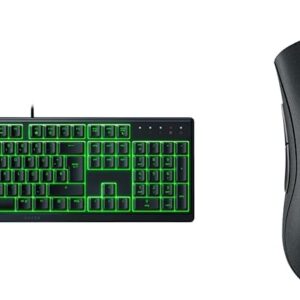 Razer Ornata V3 X – Flache Membran-Tastatur, mit Usb, Chroma RGB QWERTZ | DE-Layout, Schwarz & DeathAdder Essential (2021) – Essentielle Gaming-Maus mit optischem 6.400-DPI-Sensor Schwarz