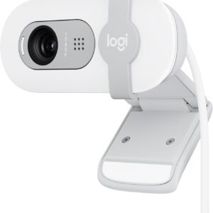 Logitech Brio 100 Full HD-Webcam für Meetings und Streaming, Auto-Lichtausgleich, integriertes Mikrofon, Abdeckblende, USB-A, für Microsoft Teams, Google Meet, Zoom und mehr – Weiß