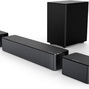 5.1 3D Surround Sound System, 320W Soundbar für TV Geräte mit Subwoofer und 2 Rear-Lautsprechern, Surround und Bass Einstellbare Heimkino TV Lautsprecher, BassMax und SurroundX Technologie