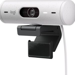 Logitech Brio 500 Full-HD-Webcam mit Auto-Lichtkorrektur, Zeigemodus, Doppelmikrofon + Rauschunterdrückung, Webcam-Abdeckung, für Microsoft Teams, Google Meet, Zoom, USB-C-Kabel – Weiß