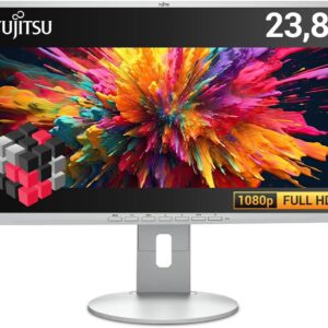 Fujitsu B24-8 T 24 Zoll Business Computer Monitor, Desktop Gaming Monitor, FHD 1080p, (DisplayPort, VGA, DVI, Neigbar, VESA), PC Bildschirm (Generalüberholt), Weiß / Hellgrau