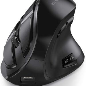 seenda Vertikale Ergonomische Kabellose Maus(Dual Bluetooth +2.4G Wiederaufladbare Gaming Funkmaus, Multi-Device Wireless Computer Mouse fĂźr Laptop/PC/Mac/Tablet/iPad(Windows/Android/iOS), Schwarz