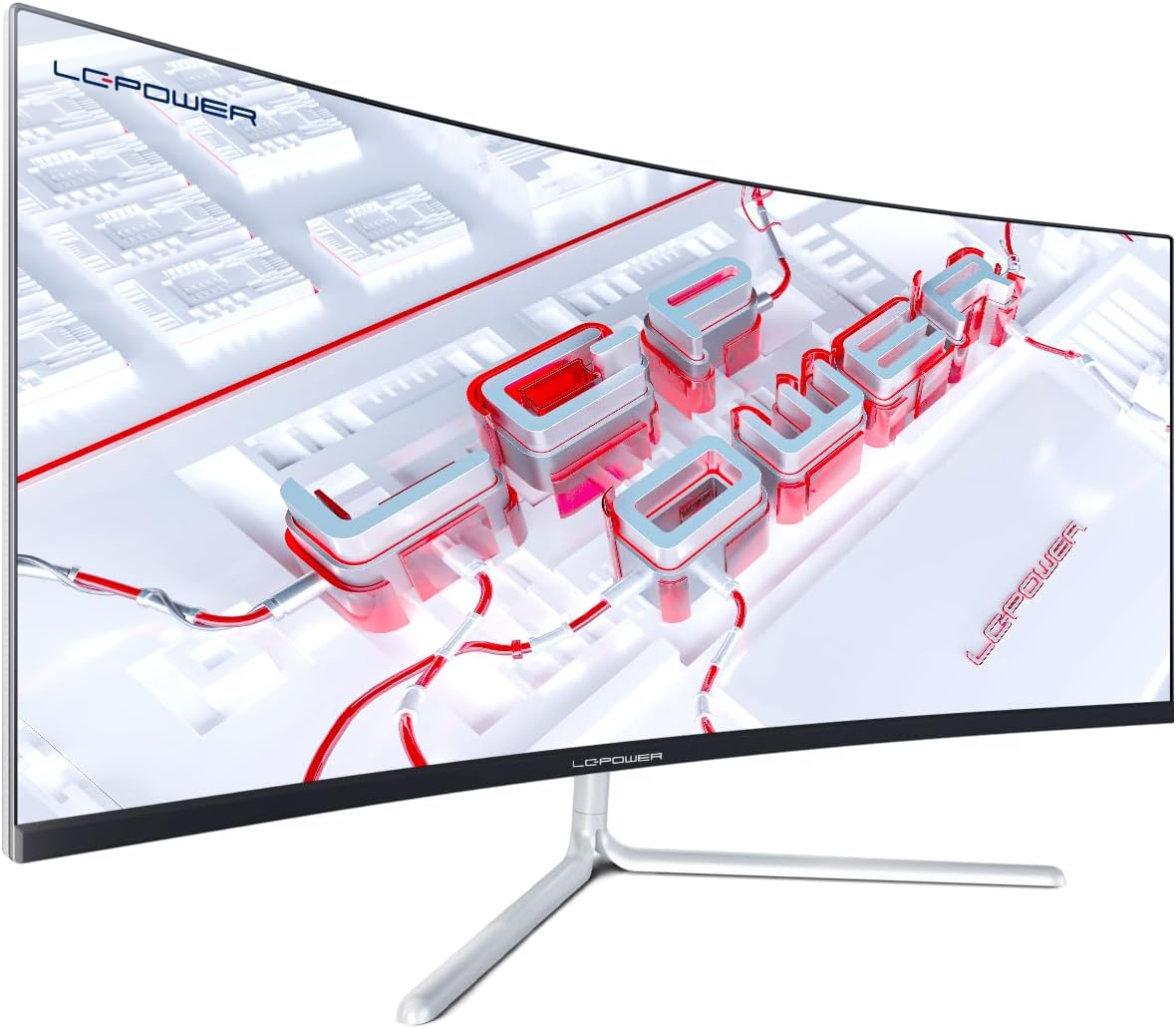 LC-Power LC-M34-UWQHD-100-C-V3 Gaming Monitor 34" Curved Ultra WQHD Display 21:9, 100Hz, 1500R, Adaptive Sync, VA, 1*HDMI, DP, DVI,AUX, schwarz weiß – Bild 3