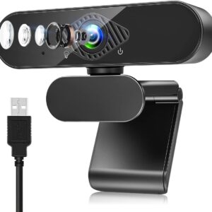 Webcam mit Mikrofon, 1080P Web PC Kamera mit 120° Blickfeld, Belichtungskorrektur und Drehbarem Clip für Live-Streaming, Videoanruf, Konferenz, Unterricht Kompatibel mit PC/Mac/Linux