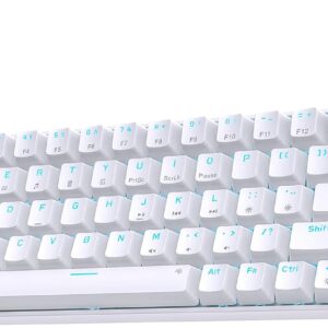 TMKB Mechanische Gaming Tastatur, T68se 60% Prozent Tastatur mit USB Kabel, Anti Ghosting QWERTY Layout Mini Blue Switches Keyboard für PC Windows/Mac OS, Weiß