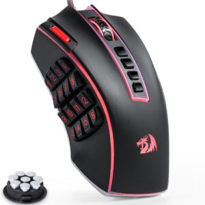 Redragon M990 MMO Gaming Maus, 32000 DPI Hochpräzise kabelgebundene RGB Maus mit 23 programmierbaren Tasten, 16 seitlichen Makrotasten, Softwareunterstützung, Aluminiumbasis
