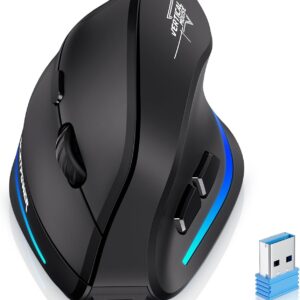 Update-Version 2.4G Vertikale Ergonomische, Silent RGB Vertical Maus, 4800 DPI, 6 Tasten Wiederaufladbare Funkmaus PC Maus Kabellos fĂźr Windows/Laptop/PC, Wireless Ergonomic Mouse