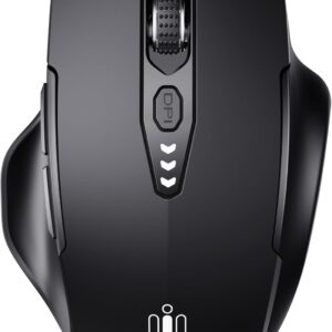 Bluetooth Maus, aktualisiert Maus kabellos Tri-Modus (BT 5.0/4.0+2,4 GHz), sichtbare Batteriestufe, ergonomische Computer Maus, 4 einstellbare DPI, funkmaus für Laptop und PC, schwarz