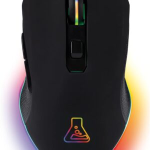 THE G-LAB Kult Helium USB-Gamer-Maus mit Kabel – Optischer Sensor mit 800 bis 6400 DPI, 7-farbige LED-Hintergrundbeleuchtung, 6 Tasten – PC Mac Xbox One PS5 (Kabelgebunden)