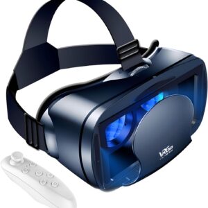 VR Brille für Handy, 3D Virtual Reality Headset, HD Anti-Blau Linsen 3D VR Glasses Augenschutz Brille PC Unterhaltung mit Fernbedienung, für iPhone Samsung Android 5,0-7,0 Zoll
