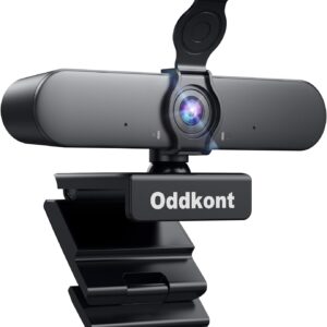 Full HD 1080P Webcam mit Mikrofon & Objektivabdeckung, USB Webcam für PC,Automatische Lichtkorrektur, Plug & Play, 92 ° Sichtfeld Streaming Kamera für Linux, Win10, Mac OS