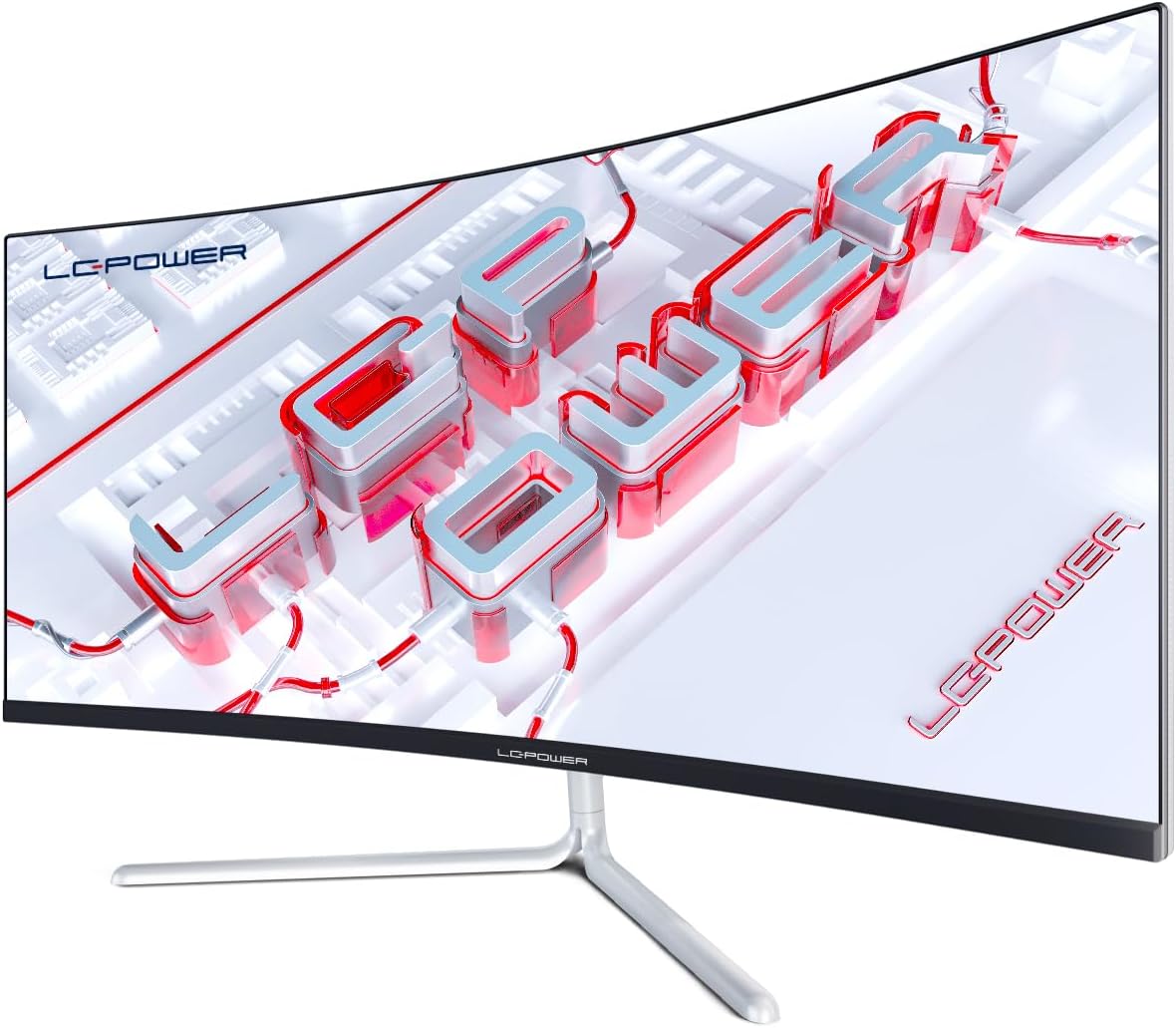 LC-Power LC-M34-UWQHD-100-C-V3 Gaming Monitor 34" Curved Ultra WQHD Display 21:9, 100Hz, 1500R, Adaptive Sync, VA, 1*HDMI, DP, DVI,AUX, schwarz weiß – Bild 2