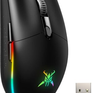 TECKNET Kabellose Gaming-Maus, RGB 2.4G/USB-C Kabelgebundene Gaming-Maus, 8000 DPI Wiederaufladbar, PC Gaming Mouse mit Programmierbaren Tasten, 72g Ultraleicht Maus für Windows XP/11/10/8/7 usw