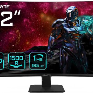 Gigabyte GS32QC 31,5″ QHD Curved Gaming Monitor – 2560 x 1440, 1500R, 165Hz, 1ms, 300 cd/m², FreeSync Premium, HDR Ready, HDMI 2.0, DisplayPort 1.4
