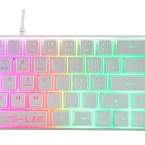 The G-Lab – Combo Hydrogen – Gaming-Tastatur, 60% kabelgebunden, RGB-Hintergrundbeleuchtung, azerty, kompaktes Format + Gaming-Maus RGB, 6 Tasten, 6200 DPI – PC/PS4/PS5 – Weiß