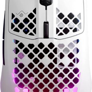 SteelSeries Aerox 3 Wireless – RGB Gaming-Mouse mit Öffnungen in der Oberfläche – Federleichtes, wasserabweisendes Design – Optischer TrueMove Air-Sensor mit 18.000 DPI – Snow
