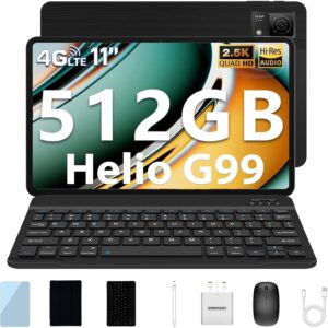 DOOGEE T40 Tablet mit Tastatur und Stift Android 14 Tablet 11 Zoll Helio G99, 20GB RAM+512GB ROM(2TB TF), 2.5K Display Gaming Tablets LTE, 8580mAh Akku, 16MP, Drawing Tablets mit SIM Karte