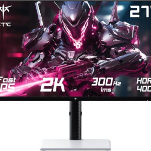 Gaming Monitor 27 Zoll, 300Hz, QHD, Weiße Monitor, Fast IPS, 1ms, 2K 2560 x 1440P, Freesync & G-sync, PC Bildschirm, 144% sRGB, HDR400, Blaulicht Reduktion, VESA 100×100, DP1.4/HDMI 2.1, H27E6