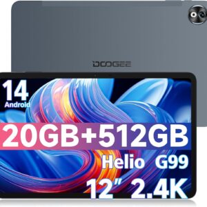 DOOGEE T40 PRO Tablet 12 Zoll Android 14, 20GB RAM+512GB ROM(2TB TF), 2.4K Helio G99 Gaming Tablet, 10800mAh, 16MP+8MP 4G Dual SIM/ 5G WiFi/GPS/Widevine L1