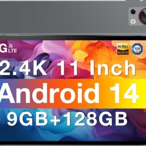 DOOGEE T30SE Tablet Android 14, 9(4+5) GB RAM +128GB ROM (2TB TF) Tablets, 2.4K IPS Großes Display Gaming Tablet 11 Zoll, 8580mAh Akku, Dual 4G LTE 5G WiFi, 13MP+5MP Kamera, Octa-Core, OTG