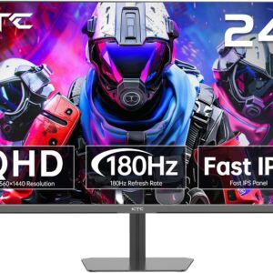 Gaming Monitor 24 Zoll, 180Hz, 2K QHD 2560 x 1440p Fast IPS 1ms Monitore, G-Sync & FreeSync, HDR10 126% sRGB PC Bildschirm, Blaulicht Reduktion, VESA, HDMI 144Hz, DP 180Hz, Q24T09