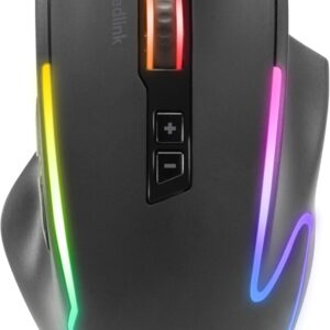 Speedlink DECUS NX – RGB Gaming Maus mit Kabel, mehrfarbige RGB Beleuchtung, Dauerfeuer Taste, bis 12800dpi, 1000Hz, programmierbar, USB kabelgebunden, ummanteltes Kabel, schwarz