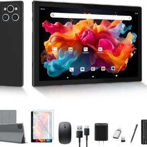 ANTEMPER Tablet 10 Zoll mit Tastatur und Stift | 16GB RAM+128GB ROM (1TB TF) 2025 Neueste Android 13 Tablet PC | MTK Octa-Core 2.0GHz | 5G WiFi | 13MP | 7000mAh Akku | GMS Zertifiziert, Schwarz
