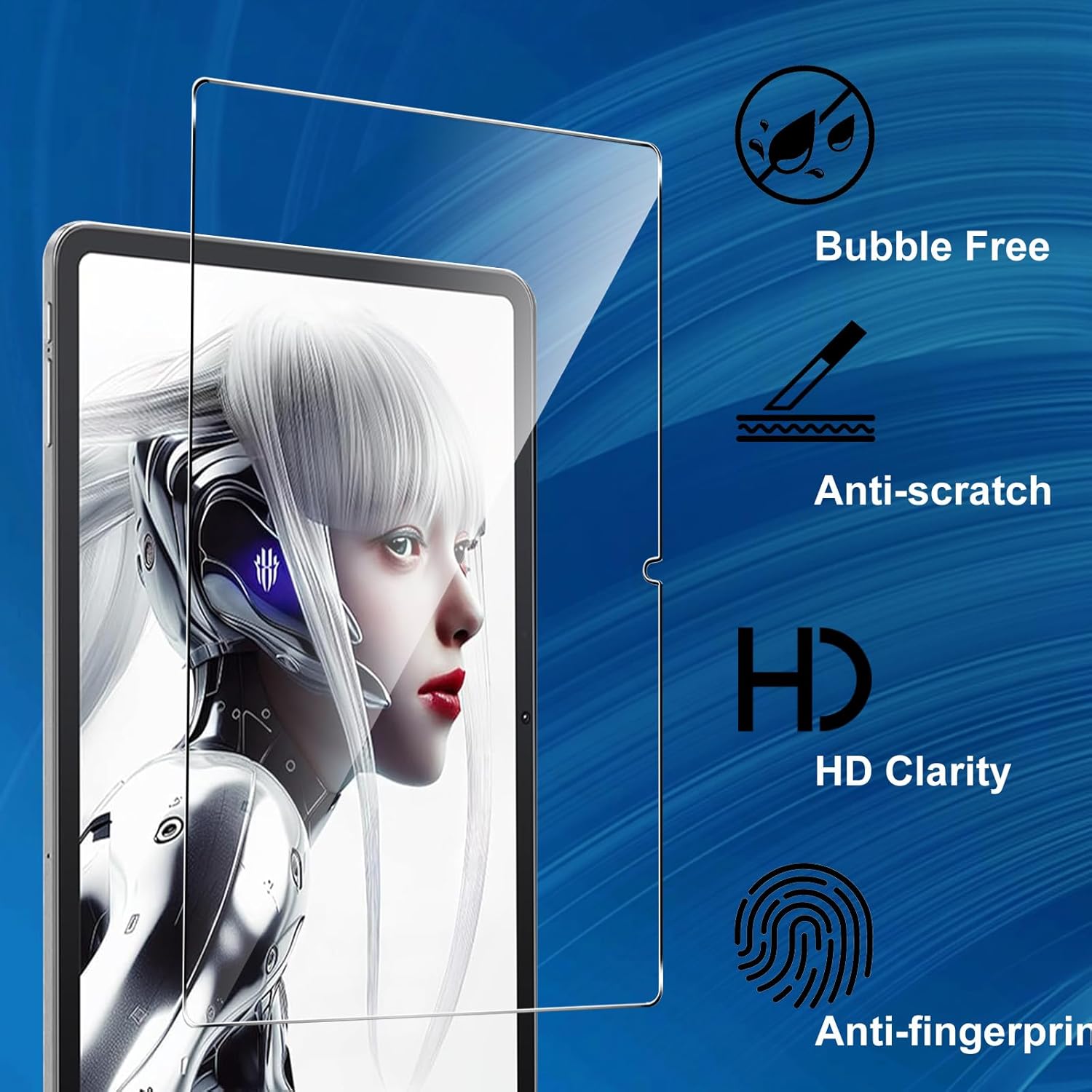 CONAPIKA Schutzfolie für Redmagic Nova Gaming Tablet 10.9 Zoll, 2 Stück 9H Härte Anti-Kratzen Anti-Bläschen Gehärtetes Glas Displayfolie 2.5D HD-Klar Hohe Empfindlichkeit Displayschutzfolie – Bild 3