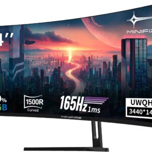 34″ UWQHD Curved Gaming Monitor 165Hz(DP),3440 x 1440,Curved 1500R,1 ms(MPRT),100Hz(HDMI), AMD FreeSync,VA Panel,2xHDMI 2.1(TMDS)/1xDP 1.4 Ports(MFG34C5Q DP-Kabel im Lieferumfang enthalten)
