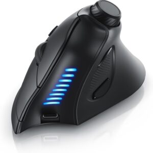 CSL – Vertikal Maus Bluetooth – Wireless kabellos – vertikale Ausführung – ergonomisches Design – gegen Mausarm Tennisarm – Multimedia-Drehregler – PC Windows 11 Linux