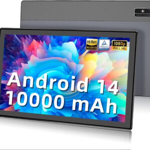 EagleSoar 2025 Neueste Tablet Android 14, 10 Zoll mit 12GB RAM+128GB ROM(1TB Erweiterung), Octa-Core-Prozessor, 2.4/5G Dualband WiFi, 10000mAh, 1280 x 800 HD IPS-Grau