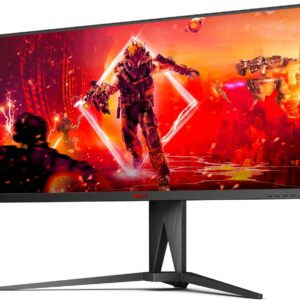 AOC AGON AG405UXC – 40 Zoll WQHD Gaming Monitor, 144 Hz, 1 ms GtG, HDR400, FreeSync Prem., G-Sync comp., (3440×1440, HDMI, DisplayPort, USB-C (90W PD), USB Hub) schwarz/rot