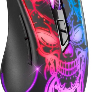 Bulletstorm GM-928 Kabelgebundene Gaming-Maus, ergonomische Maus mit optischem Sensor, 7 Tasten, 4 DPI-Einstellungen, mehrfarbige Hintergrundbeleuchtung, Soft-Touch-Gehäuse, schwarz