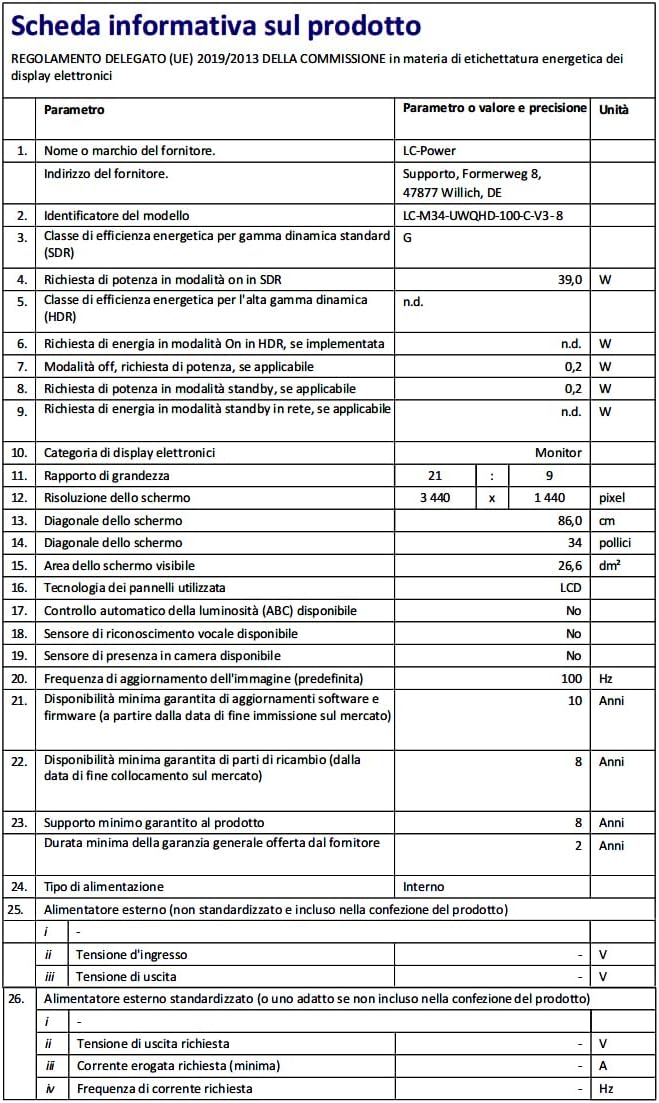 LC-Power LC-M34-UWQHD-100-C-V3 Gaming Monitor 34" Curved Ultra WQHD Display 21:9, 100Hz, 1500R, Adaptive Sync, VA, 1*HDMI, DP, DVI,AUX, schwarz weiß – Bild 7