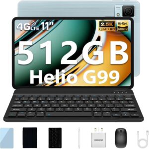 DOOGEE T40 Tablet mit Tastatur und Stift Android 14 Tablet 11 Zoll Helio G99, 20GB RAM+512GB ROM(2TB TF), 2.5K Display Gaming Tablets LTE, 8580mAh Akku, 16MP, Drawing Tablets mit SIM Karte