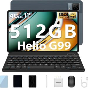 DOOGEE T40 Tablet mit Tastatur und Stift Android 14 Tablet 11 Zoll Helio G99, 20GB RAM+512GB ROM(2TB TF), 2.5K Display Gaming Tablets LTE, 8580mAh Akku, 16MP, Drawing Tablets mit SIM Karte