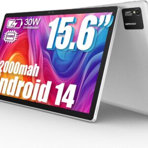 15,6 Zoll Android 14 Tablet, MES-B3 Pro Großes Tablets mit 30W-Schnelllademodus, Helio G99 Octa-Core, 12000mah, 6GB RAM+128GB ROM(1TB TF) Tablett, WiFi, 32MP Kamera