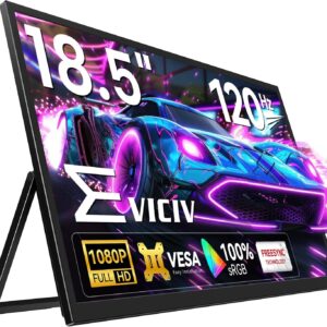 EVICIV Portable Monitor 18,5 Zoll 120Hz GroBer Tragbarer Bildschirm FHD 1080P 100% sRGB IPS Gaming Display USB C Mini HDMI mit VESA & Ständer 180° für Laptop PC Handy PS-4/5 Xbo