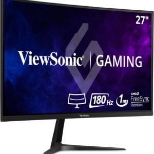 Viewsonic VX2718-PC-MHD 68,6 cm (27 Zoll) Curved Gaming Monitor (Full-HD, Adaptive Sync, 1 ms, 165 Hz, HDMI, DP, geringer Input Lag, Lautsprecher) Schwarz
