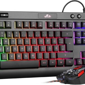 Rii Maus und Tastatur Gaming, Gaming Tastatur mit Maus ist Ergonomisch, Gaming Maus und Tastatur mit RGB, ps5 Tastatur und Maus mit Deutsches QWERTZ Layout, Gaming Set für PC/Laptop/Xbox/ps4 RK900