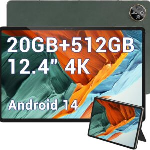 DOOGEE T30 MAX Tablet 12.4 Zoll, Gaming Tablet PC Android 14， 20GB RAM + 512GB ROM/(2TB Erweitern), 2560 * 1600 4K Display, 10800mAh/33W, 50MP+20MP, Widevine L1,Helio G99, 4G LTE/5G WiFi/OTG/GPS
