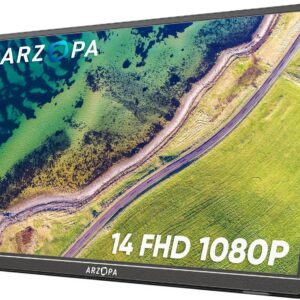 ARZOPA Portable Monitor, 14.0 Zoll 1920×1080 FHD IPS Tragbarer Monitor für Laptop mit Einzelstange, Unterstützt HDMI/Typ-C/USB-C, Augenschutz-Gaming-Bildschirm für Laptop/PC/Mac/PS3/4/5/Xbox