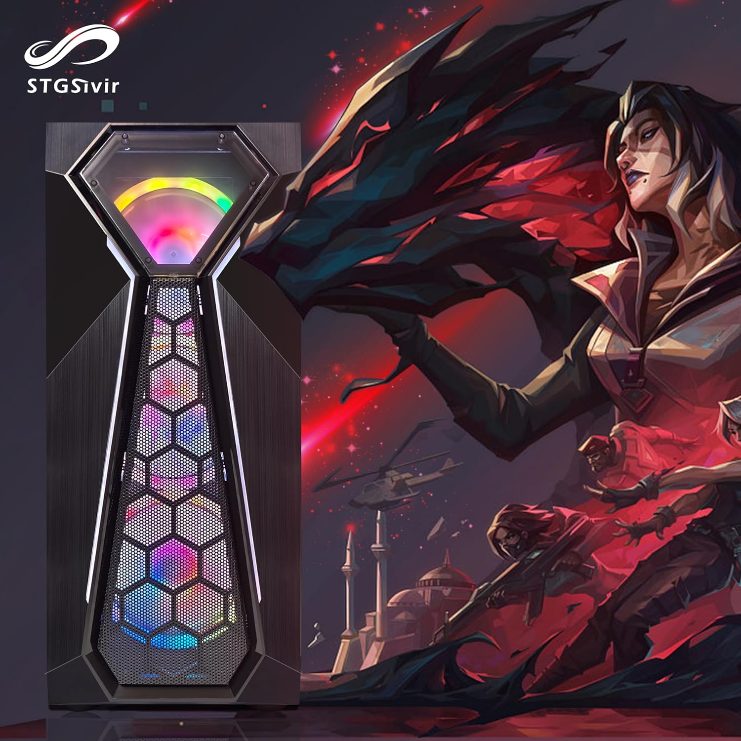 Gaming PC, Radeon RX 580 8 GB GDDR5, Celeron G5905 3.5 GHz, 16GB RAM, 1TB SSD, 600M WLAN, BT 5.0, RGB Lüfter x 4, W11H64, Gamer PC Computer Desktop Rechner – Bild 2