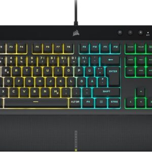 CORSAIR K55 RGB PRO Kabelgebundene Membrantastatur – IP42 staub- Und Spritzwassergeschützt – 6 Makro-Tasten Mit Elgato-Integration – iCUE-Kompatibel – QWERTZ DE – PC, Mac, Xbox – Schwarz