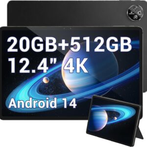 DOOGEE T30 MAX Tablet 12.4 Zoll, Gaming Tablet PC Android 14, 20GB RAM + 512GB ROM/(2TB Erweitern), 2560 * 1600 4K Display, 10800mAh/33W, 50MP+20MP, Widevine L1,Helio G99, 4G LTE/5G WiFi/OTG/GPS