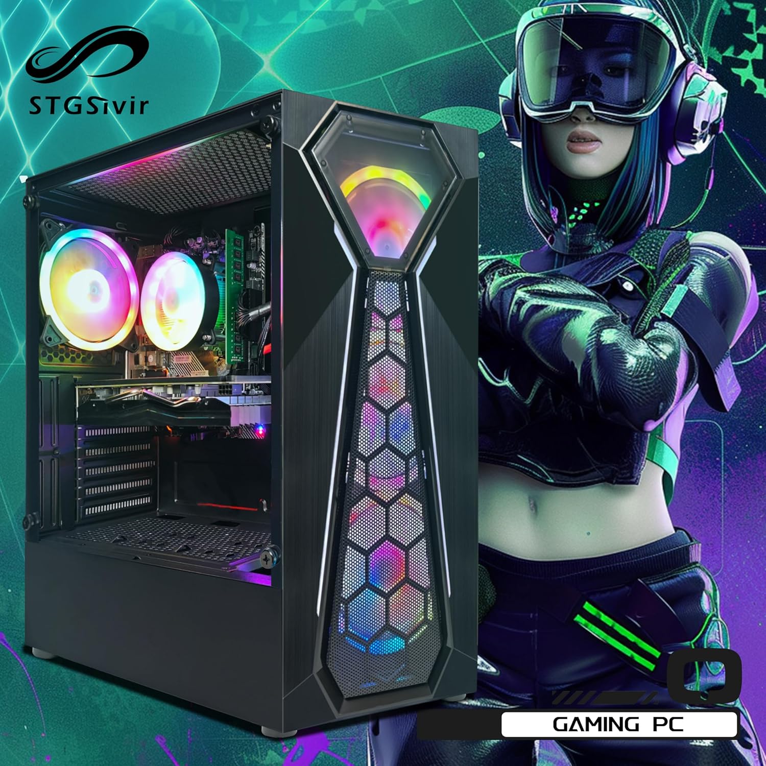 Gaming PC, Radeon RX 580 8 GB GDDR5, Celeron G5905 3.5 GHz, 16GB RAM, 1TB SSD, 600M WLAN, BT 5.0, RGB Lüfter x 4, W11H64, Gamer PC Computer Desktop Rechner – Bild 6